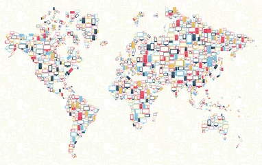 Poster Gadgets icons world map illustration © Cienpies Design