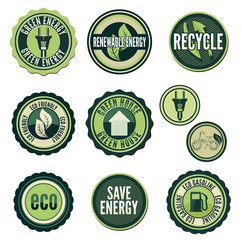 Set of labels and elements for green technology