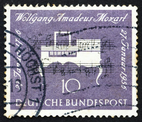 Postage stamp Germany 1956 Clavichord, Musical Instrument