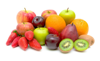 fruit and berries isolated on white background