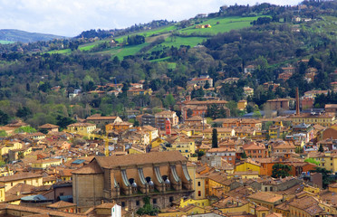 Fototapeta na wymiar Italy, Bologna hills aerial view from Asinelli tower