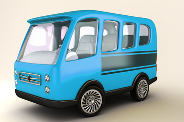 illustration of 3d image of mimi bus against white