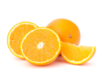 Sliced orange fruit segments  isolated on white background