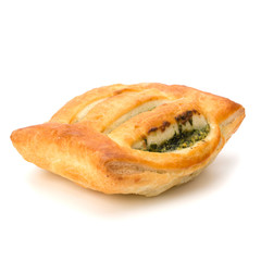Puff pastry. Healthy pasty with spinach.