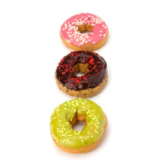 Delicious doughnuts isolated on white background