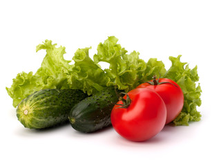 Tomato, cucumber vegetable and lettuce salad