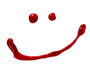 Blood or red paint droplets smiley face