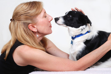 Woman with dog, Border Collie