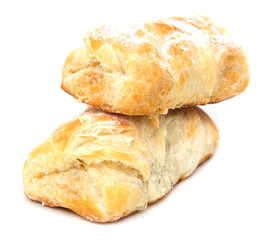 sweet cake on white background