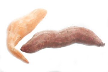 two sweet potatoes isolated
