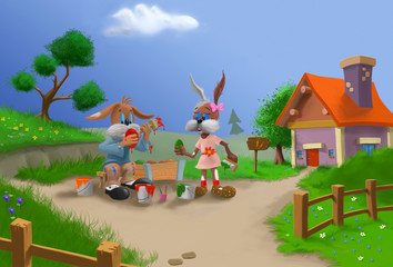 Naklejka premium The rabbit artist