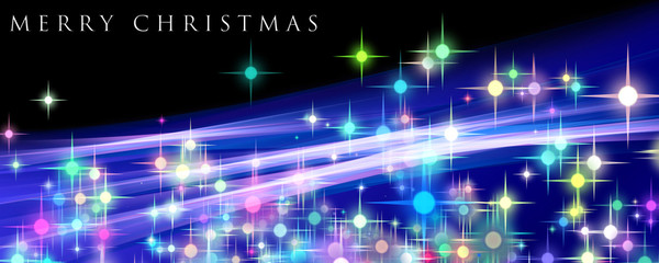 Fantastic panorama christmas wave design with glowing stars