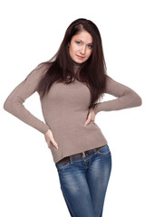 Fototapeta premium Portrait of fashion woman on white background