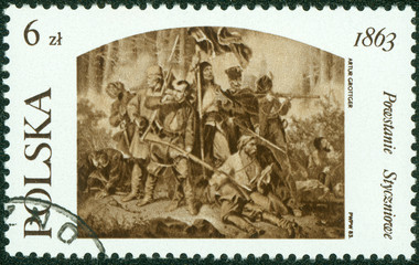 stamp shows revolt 1863 in Poland