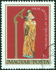 stamp from Hungary shows image of the Apostle Jacob