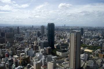 Aerial view of the city, Osaka, Japan