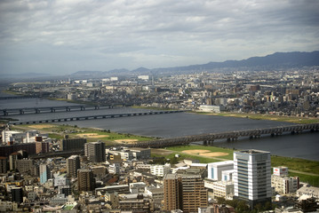 Fototapeta premium Aerial view of the city, Osaka, Japan