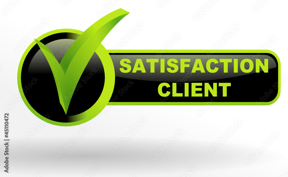 Poster satisfaction client sur bouton validé vert et noir