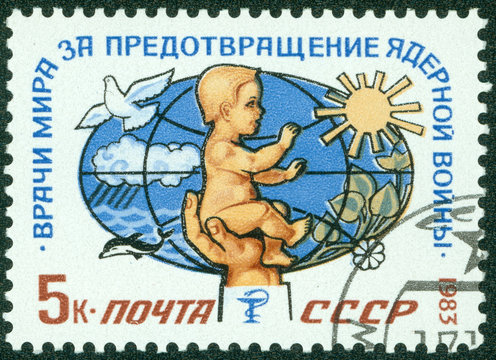 stamp printed in Russia, shows children