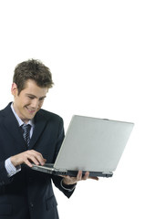 Businessman using laptop computer