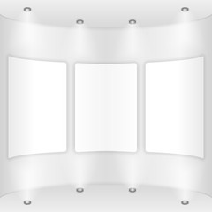 Three frames on a round wall, gallery