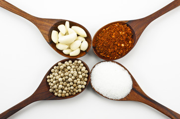 Cayenne pepper, sugar, garlic and pepper.