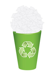 recycle  bin with waste papers vector illustration
