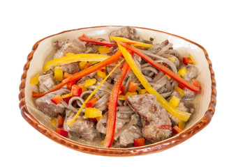 Asian style noodle with pork , spicy and yummy delicious