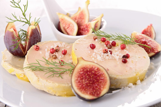plate with foie gras and fresh fig