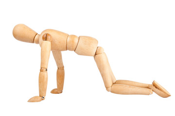 Wooden dummy on a knees