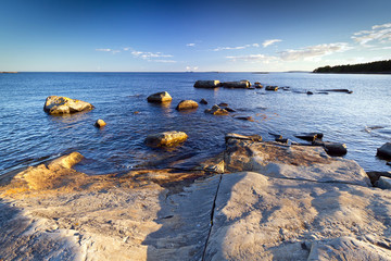 Rocky Baltic Sea coastline in Sweden