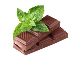 Chocolate with fresh mint