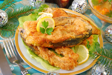 deep-fried carp steaks for traditional polish christmas eve