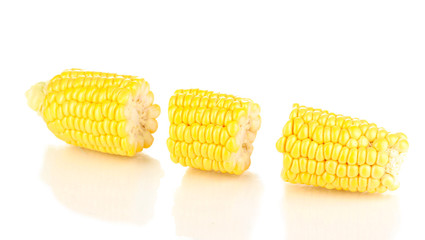 Fresh corn pieces isolated on white
