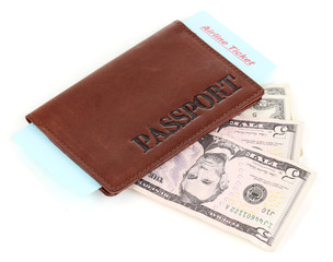 Passport and ticket isolated on white