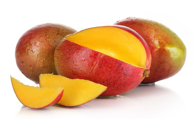 Ripe appetizing mango isolated on white