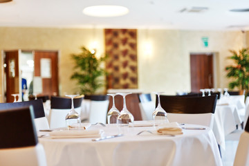 Tables set for meal