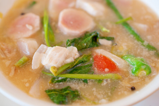 Close Up Of Filipino Pork Sinigang