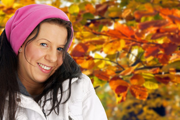 woman in autumn forrest