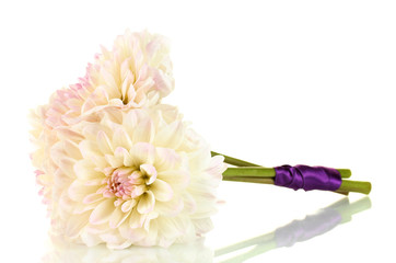 Bouquet of beautiful white dahlias tied with ribbon isolated © Africa Studio