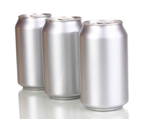 aluminum cans isolated on white