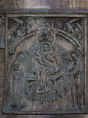 Reliefs on the church bell of St. Sophia Cathedral (Novgorod, Kr