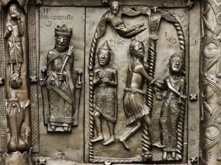 Reliefs on the gate of St. Sophia Cathedral (Novgorod, Kremlin)