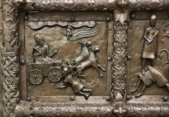 Reliefs on the gate of St. Sophia Cathedral (Novgorod, Kremlin)