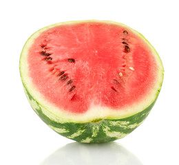 Half of juicy watermelon isolated on white