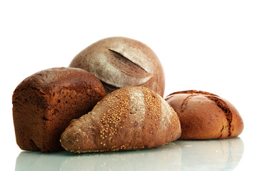 tasty rye breads with ears, isolated on white