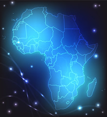 Leuchtende Karte des Kontinents Afrika
