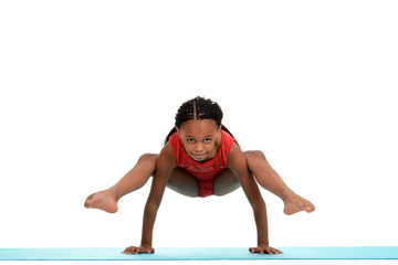 Young girl doing gymnastics move