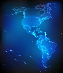 Amerika mit beleuchteten Hauptstädten