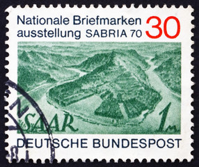 Postage stamp Germany 1970 Saar River near Mettlach